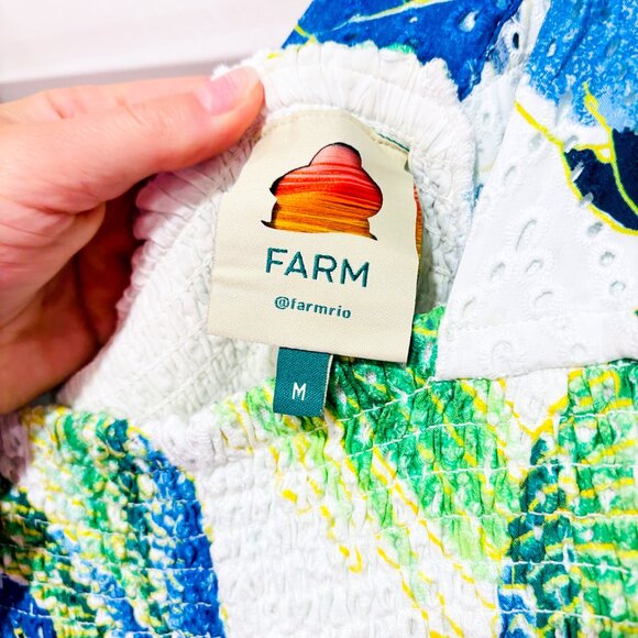 FARM RIO Araras Parrot Mini Dress White Blue Tropical | Medium * - Picture 7 of 8